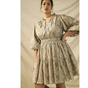 Anthropologie Let Me Be Celeste Baby Doll Mini Koi FishCottagecore Dress Sz 18